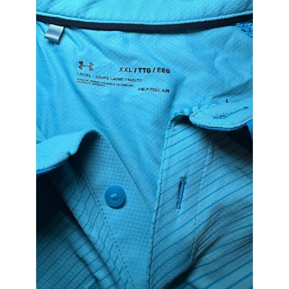 Under Armour Men's UA Heat Gear Loose Golf Polo Shirt Aqua Blue Size‎ XXL - Picture 4 of 6